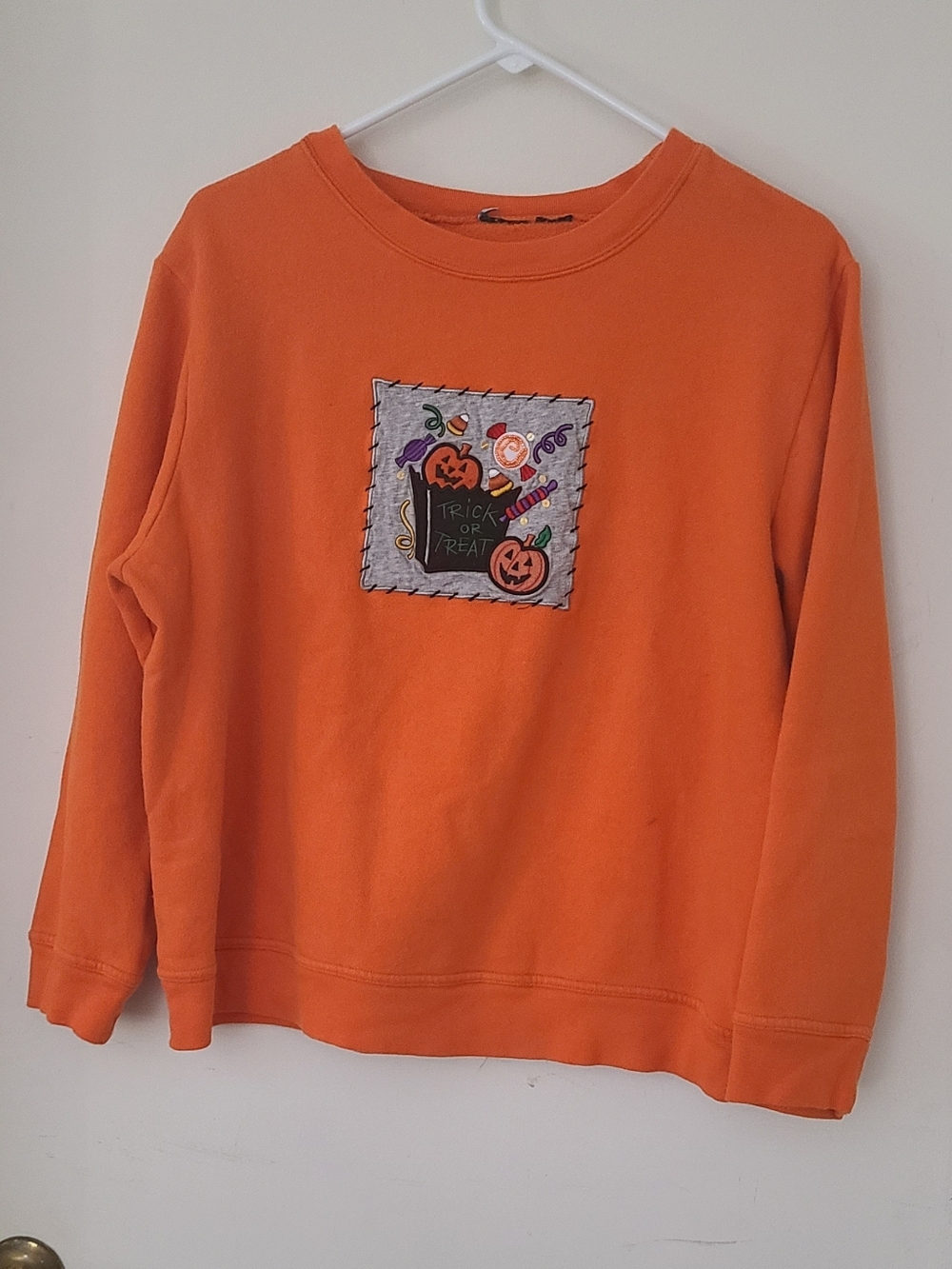 Halloween Trick or Treat Pumpkin Patch Orange Women's Large Sweatshirt